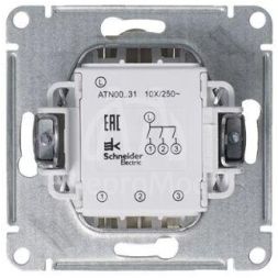 Механизм выключателя 3-кл. СП AtlasDesign 10А IP20 (сх. 1+1+1) 10AX алюм. SchE ATN000331