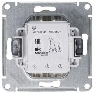 Механизм выключателя 3-кл. СП AtlasDesign 10А IP20 (сх. 1+1+1) 10AX алюм. SchE ATN000331