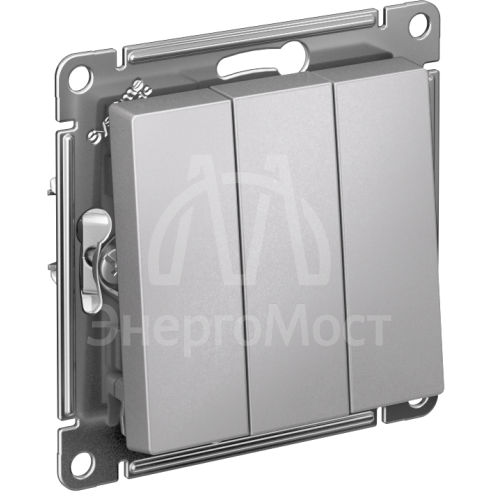 Механизм выключателя 3-кл. СП AtlasDesign 10А IP20 (сх. 1+1+1) 10AX алюм. SchE ATN000331