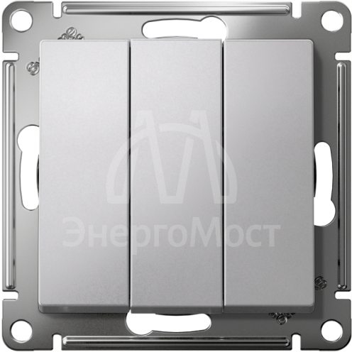 Механизм выключателя 3-кл. СП AtlasDesign 10А IP20 (сх. 1+1+1) 10AX алюм. SchE ATN000331