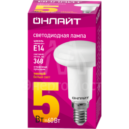Лампа светодиодная 71 651 OLL-R50-5-230-2.7K-E14 5Вт 2700К тепл. бел. E14 360лм 176-264В ОНЛАЙТ 71651
