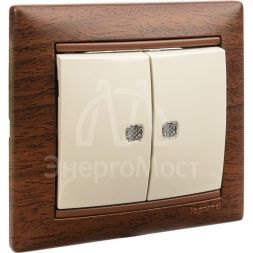 Механизм выключателя 2-кл. СП Valena 10А IP31 250В с зел. подсветкой сл. кость Leg 774328