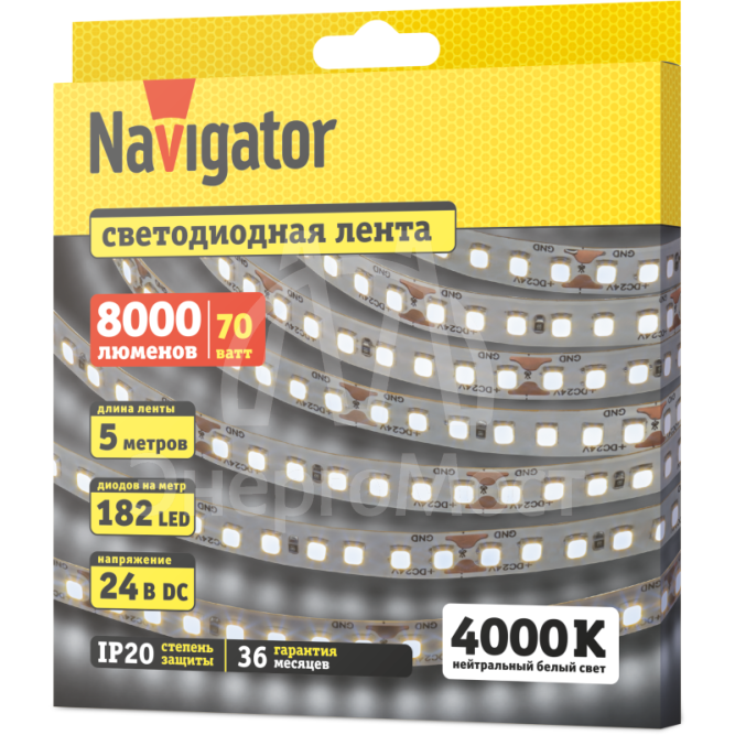 Лента светодиодная 95 303 NLS-2835W182-14-IP20-24V (уп.5м) Navigator 95303