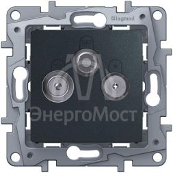 Розетка телевизионная TV/R/SAT СП Etika Plus 2дБ 0-2400МГц с топологией &amp;quot;звезда&amp;quot; механизм антрацит Leg 672656