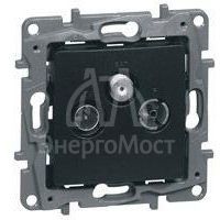 Розетка телевизионная TV/R/SAT СП Etika Plus 2дБ 0-2400МГц с топологией &amp;quot;звезда&amp;quot; механизм антрацит Leg 672656