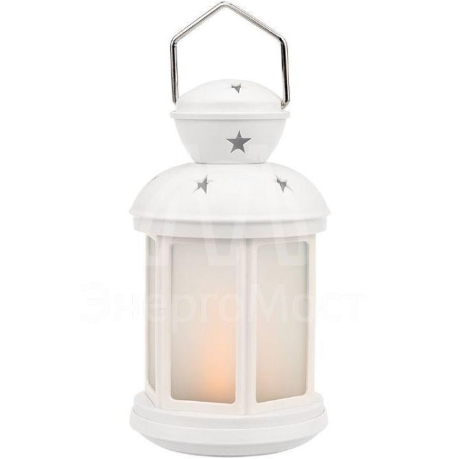 Фонарь декоративный 12х12х20.6см тепл. бел. с эффектом пламени свечи корпус бел. Neon-Night 513-067