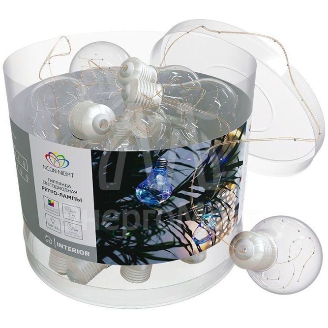 Гирлянда светодиодная &amp;quot;Ретро-лампы&amp;quot; 3м мультиколор Neon-Night 303-079