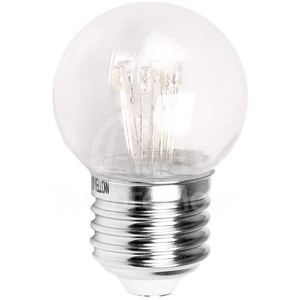 Лампа светодиодная 1Вт 6LED Шар d45 E27 тепл. бел. колба прозр. эффект лампы накаливания Neon-Night 405-126