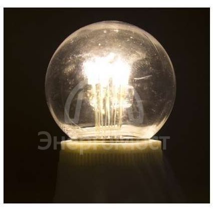 Лампа светодиодная 1Вт 6LED Шар d45 E27 тепл. бел. колба прозр. эффект лампы накаливания Neon-Night 405-126