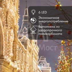 Лампа светодиодная 1Вт 6LED Шар d45 E27 тепл. бел. колба прозр. эффект лампы накаливания Neon-Night 405-126