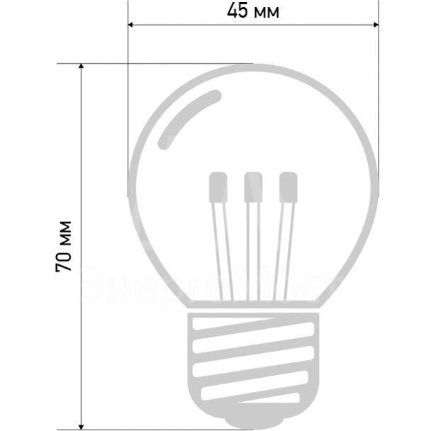 Лампа светодиодная 1Вт 6LED Шар d45 E27 тепл. бел. колба прозр. эффект лампы накаливания Neon-Night 405-126