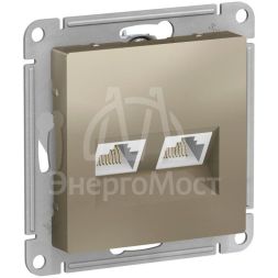 Розетка компьютерная 2-м AtlasDesign RJ45 кат.5E механизм шампань SE ATN000585