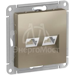 Розетка компьютерная 2-м AtlasDesign RJ45 кат.5E механизм шампань SE ATN000585