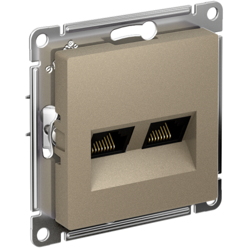 Розетка компьютерная 2-м AtlasDesign RJ45 кат.5E механизм шампань SE ATN000585