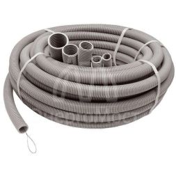 Труба гофрированная ПВХ d63мм с протяжкой сер. (15м) Ruvinil 16301