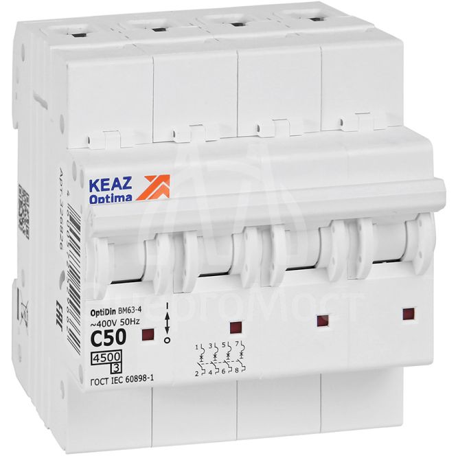 Выключатель автоматический модульный OptiDin BM63-4C63-4.5-УХЛ3 КЭАЗ 326827