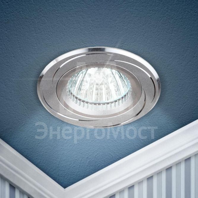 Светильник встраиваемый KL34 AL/SL/1 MR16 12В 50Вт алюм. хром ЭРА Б0049565