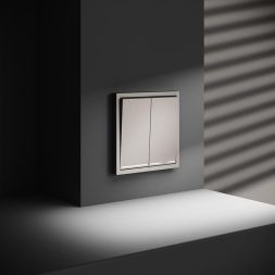 Переключатель проходной 2-кл. СП S70 10А с подсветкой механизм кашемир Voltum VLS020403