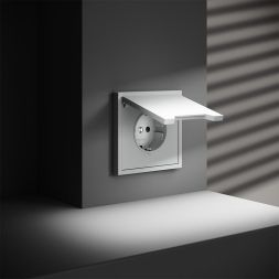 Розетка 1-м СП S70 16А с заземл. защ. шторки + крышка механизм бел. матов. Voltum VLS040302