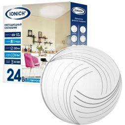 Светильник светодиодный 2218 24Вт 6500К IP20 1680лм d320х60мм бытовой настенно-потолочный IONICH 1693