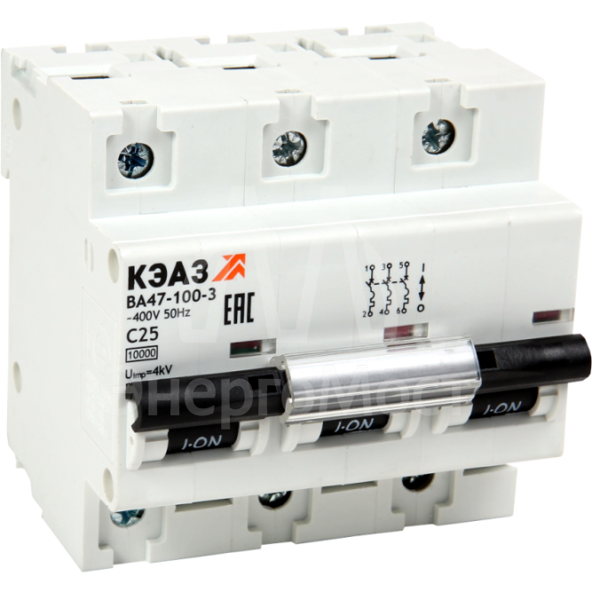 Выключатель автоматический модульный 10кА ВА47-100-3C100-УХЛ3 КЭАЗ 318137
