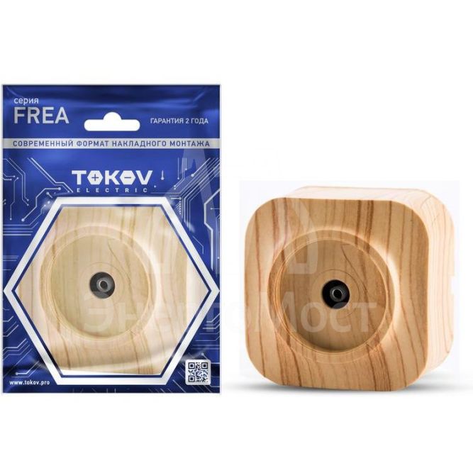 Розетка телевизионная TV 1-м ОП Frea IP20 АБС-пластик сосна TOKOV ELECTRIC TKE-FR-A1C-C25