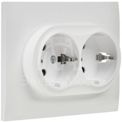 Розетка 2-м SKANDY 16А с заземл. защ. штроки в сборе SK-R07W арктич. бел. IEK SK-R24-16-K01-F