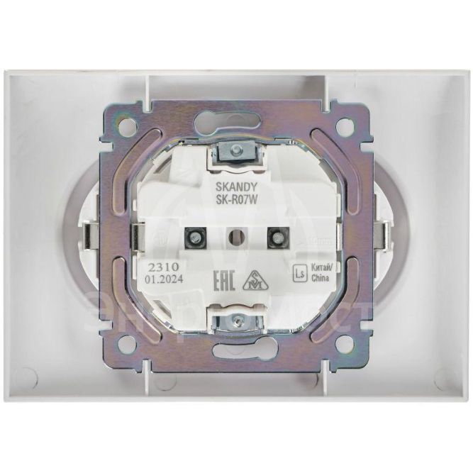 Розетка 2-м SKANDY 16А с заземл. защ. штроки в сборе SK-R07W арктич. бел. IEK SK-R24-16-K01-F