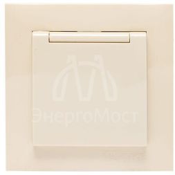 Розетка 1-м СП Валенсия 16А с заземл. с крышкой защ. шторки крем. PROxima EKF EWV10-124-20