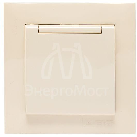 Розетка 1-м СП Валенсия 16А с заземл. с крышкой защ. шторки крем. PROxima EKF EWV10-124-20