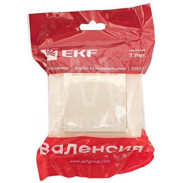 Розетка 1-м СП Валенсия 16А с заземл. с крышкой защ. шторки крем. PROxima EKF EWV10-124-20