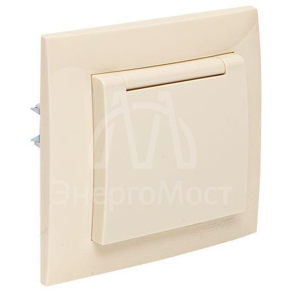 Розетка 1-м СП Валенсия 16А с заземл. с крышкой защ. шторки крем. PROxima EKF EWV10-124-20