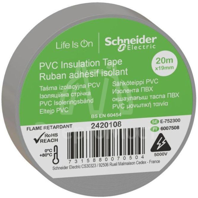 Изолента ПВХ 19мм (рул.20м) сер. SchE 2420108