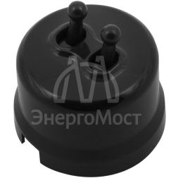 Выключатель 2-кл. (тумблерный) пластик черн. Bironi B1-232-23