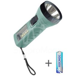 Фонарь ручной 0.5Вт LED+4SMD(1Вт) 1xAA (R6) корпус ABS-пластик ремешок ручной КОСМОС KOC123B