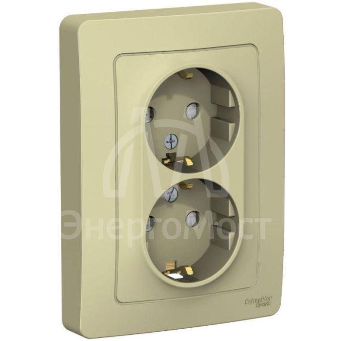 Розетка 2-м СП BLANCA 16А 250В защ. шторки с заземл. беж. SchE BLNRS001127
