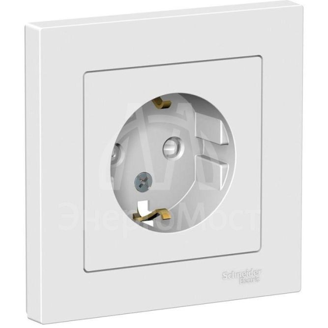 Розетка AtlasDesign 16А с заземл. защ. шторки в сборе бел. SchE ATN000144