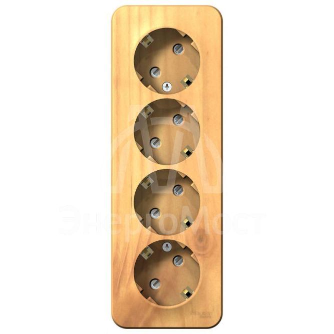 Розетка 4-м ОП BLANCA 16А 250В защ. шторки с заземл. изол. пласт. ясень SchE BLNRA011415