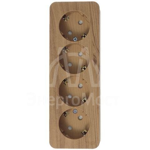 Розетка 4-м ОП BLANCA 16А 250В защ. шторки с заземл. изол. пласт. ясень SchE BLNRA011415