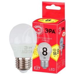 Лампа светодиодная RED LINE LED P45-8W-827-E27 R Е27 / E27 8Вт шар тепл. бел. свет Эра Б0053028
