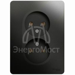 Розетка 2-м СП Glossa 16А IP20 без заземл. в сборе антрацит SchE GSL000720