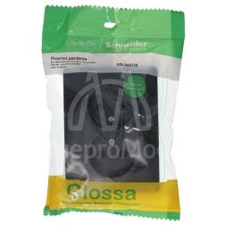 Розетка 2-м СП Glossa 16А IP20 без заземл. в сборе антрацит SchE GSL000720