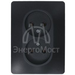 Розетка 2-м СП Glossa 16А IP20 без заземл. в сборе антрацит SchE GSL000720