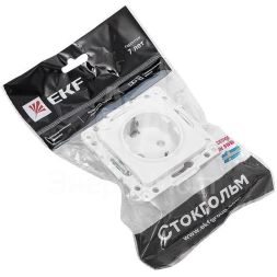 Механизм розетки 1-м СП Стокгольм 16А IP20 с заземл. защ. шторки бел. PROxima EKF EYR16-028-10