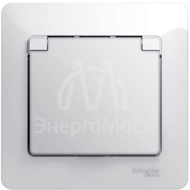 Розетка 1-м СП Glossa 16А с защ. крышкой защ. шторки с заземл. в сборе IP20 бел. SchE GSL000146