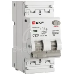 Выключатель автоматический дифференциального тока 2п (1P+N) C 20А 30мА тип A 6кА АВДТ-63N (электрон.) PROxima EKF D63N26EA20C30