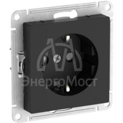 Розетка AtlasDesign 16А с заземл. защ. шторки быстрозажим. клем. механизм карбон SE ATN001045S
