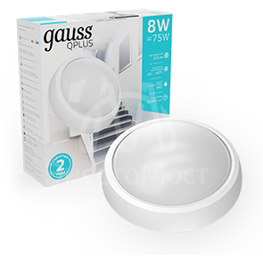 Светильник светодиодный 8Вт 4000К IP65 круглый Gauss 141411208