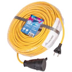 Удлинитель-шнур 1х50м 16А IP44 220В 3.5кВт ПВС 2х1.5 УХ16 Россия КОСМОС YSHKsm50m-1g(16A)S