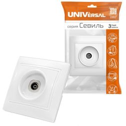 Розетка телевизионная TV 1-м СП Севиль бел. UNIVersal С0027